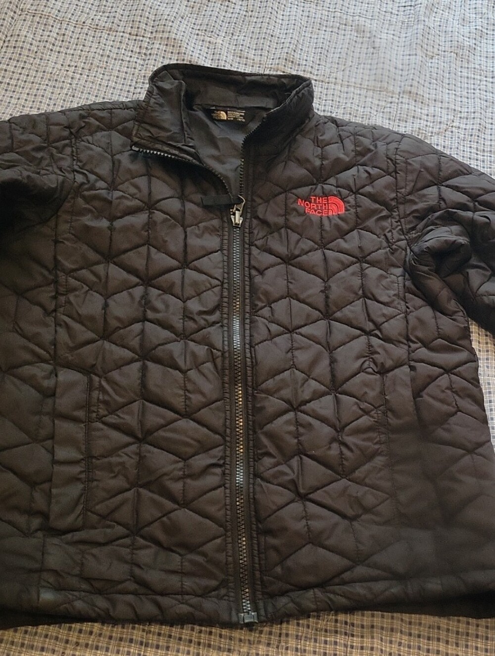 The North Face Black Quilted Jacket with Red Logo